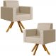 Kit 02 Poltronas Decorativa Base Giratória de Madeira Helô L02 Facto Pérola Metalizado - Lyam Decor