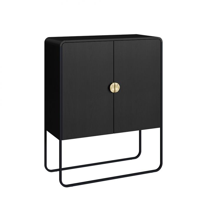 Buffet Luna 2 Portas Preto e Dourado 90 cm
