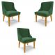 Kit 3 Cadeiras Decorativas Sala de Jantar Base Fixa de Madeira Firenze Veludo Verde Esmeralda/Castanho G19 - Gran Belo
