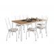 Conjunto de Mesa Retangular com Tampo de MDP Amadeirado e 6 Cadeiras Adriana I Revestimento Sintético Cedro e Branco