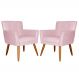 Kit 02 Poltronas Decorativas Onix Suede Rosa Bebê - DS Estofados