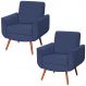 Kit 2 Poltronas para Sala e Escritório Pé Palito Milão Veludo Azul Marinho