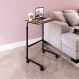 Mesa de Apoio Lateral com Rodízio Ajustável para Sofá Preto / Noce Oro