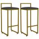 Kit 02 Banquetas Altas Para Cozinha Sala De Jantar Hanna L02 Dourado Linho Chumbo - Lyam Decor