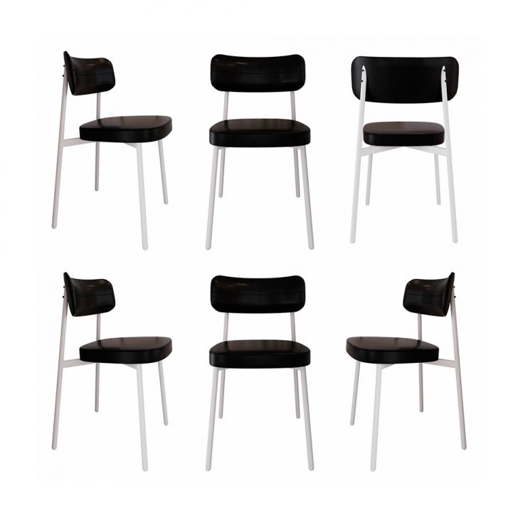 Image of Conjunto Com 6 Cadeiras Alloa Revestimento Sintético Preto E Branco PLA-MO895CH45ERIMOB