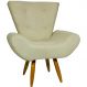 Poltrona Decorativa Para Sala, Escritório, Recepção Emilia Suede Bege Pé Castanho - Clique E Decore