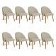 Kit 08 Cadeiras Poltrona de Jantar Luna Suede Capuccino Pés Palito Castanho - Pallazio
