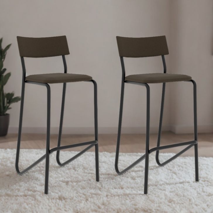 Conjunto 2 Banquetas Tubo Preto Tecido Ônix Carraro