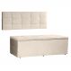 Kit Painel e Calçadeira Baú Queen 1,60m Roma Suede Bege - Pallazio