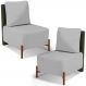 Kit 02 Poltronas Decorativas Sala de Estar Living Hungria L02 Couríssimo Verde Linho Cinza - Lyam