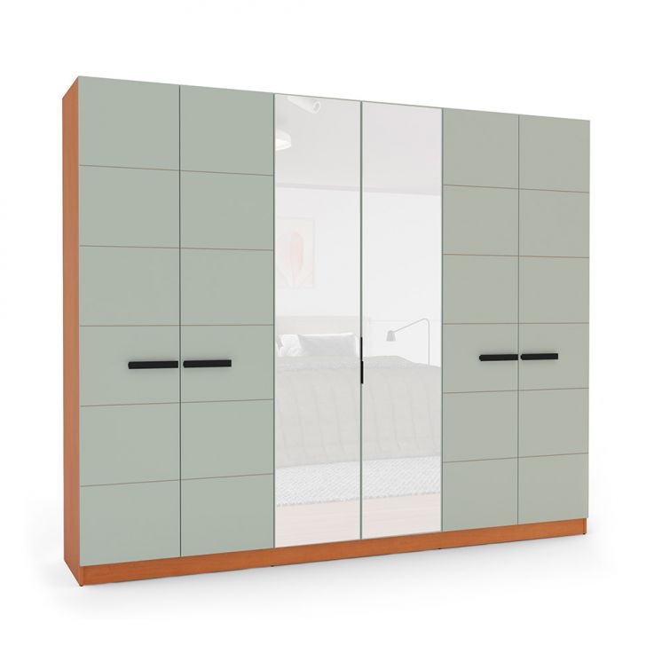 Image of Guarda-roupa Casal Com Espelho Lisboa 6 Portas 4 Gavetas Freijó E Verde PLA-MO895CL45OSSMOB