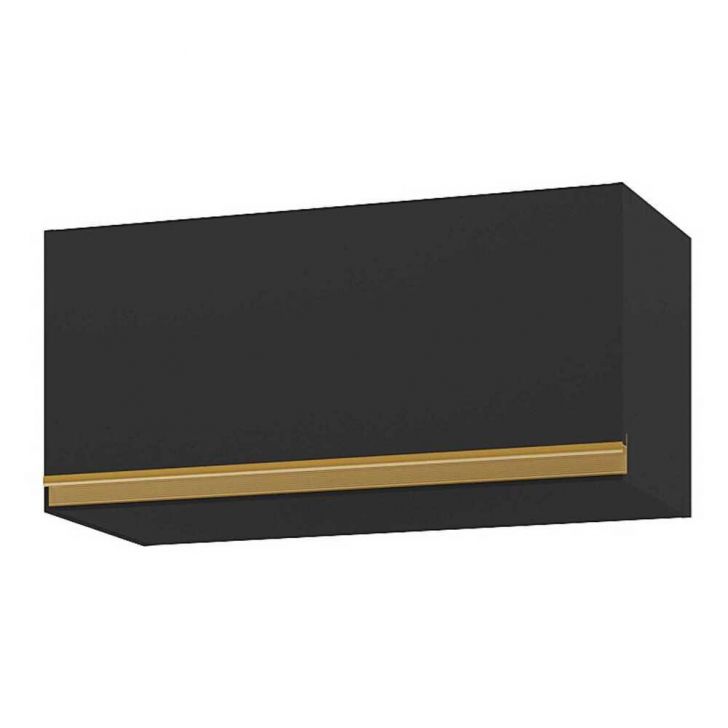 Armário de Cozinha Aéreo 70cm 1 Porta Basculante Veneza Multimóveis V3681 Preto/Dourado