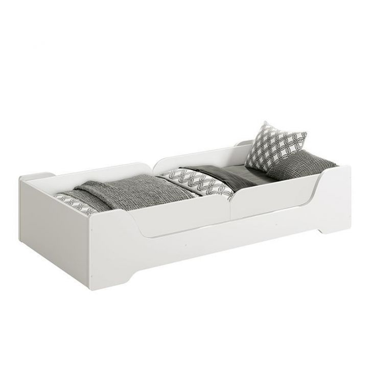 Cama Evolutiva Zaki Branco Fosco, 2 Kits Proteção Lateral Lisa e Colchão D33 - Reller Móveis