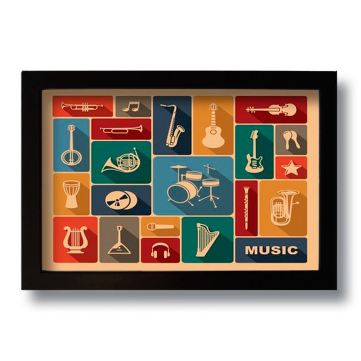 Quadro Decorativo Instrumentos Musicais  33x43 cm