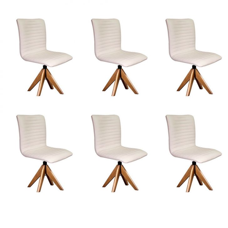 Conjunto com 6 Cadeiras de Jantar Lenk Cru