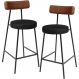 Kit 02 Banquetas Baixa Cozinha Sala Jantar Bancada Milão L02 Couríssimo Marrom Preto - Lyam Decor