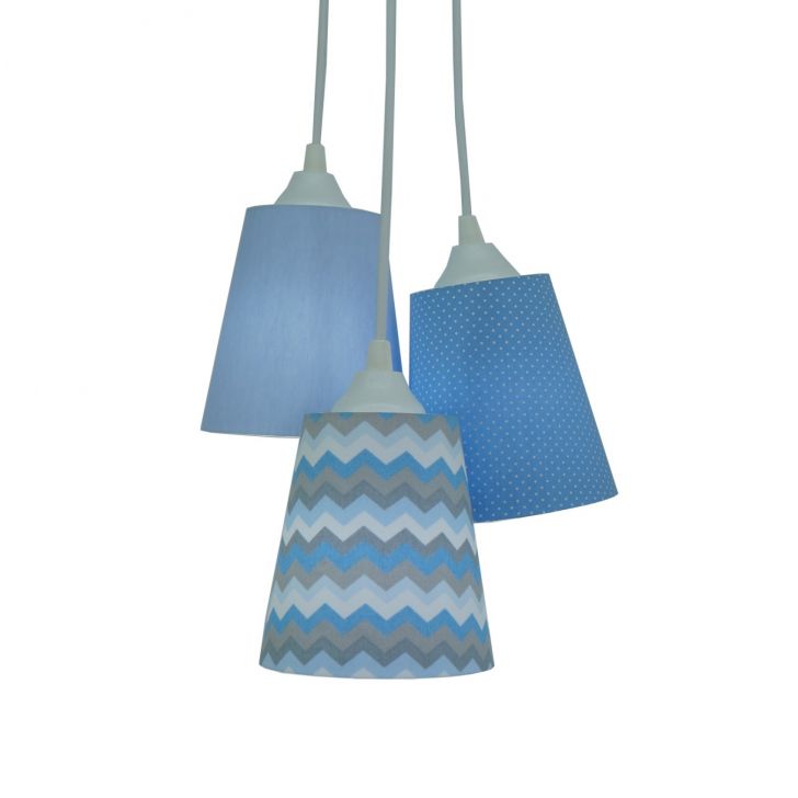 Lustre Pendente Bebê Tons de Azul Chevron