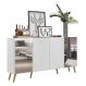 Aparador Buffet 4 Portas com Espelho Retrô Vegas Multimóveis V3562 Branco/Natural