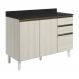 Balcao Com Tampo 2P 3G 120cm MDF Kali 16417 Bianco Toq Bianco Toq Nicioli