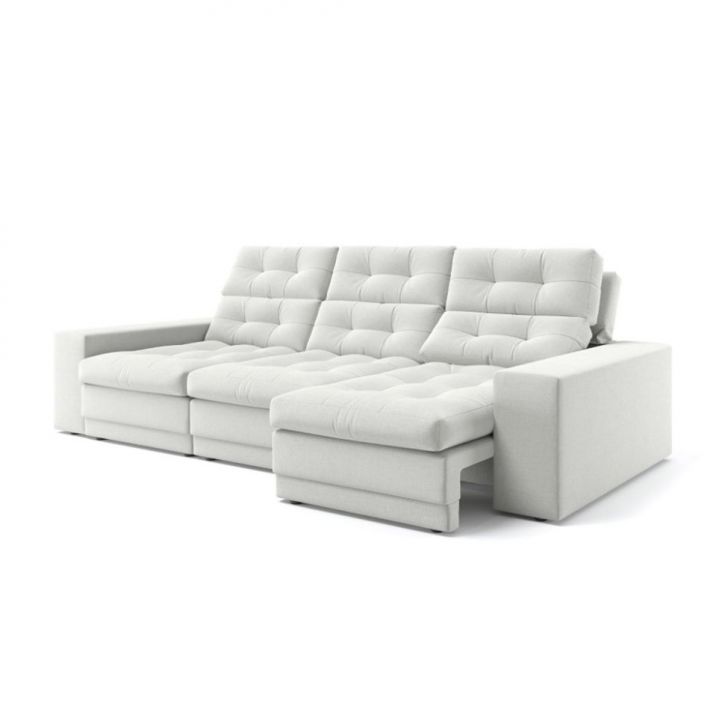 Sofá 3 Lugares Retrátil E Reclinável Baden Linho Cru 230 Cm