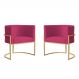 Kit 2 Poltronas Decorativa Sala de Estar Luana Base Gold Veludo Pink - Montanaris Decor