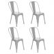 Kit 4 cadeiras Iron Tolix design industrial cozinha bar prata Prata