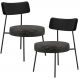 Kit 02 Poltronas Decorativas Para Sala De Estar Base Fixa Londres L02 Couríssimo Preto Linho Chumbo - Lyam