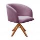 Poltrona Atenas Base Giratória De Madeira - Veludo Roxo