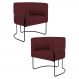 Kit 2 Poltronas Decorativas Base Aço Betina C-278 Veludo Marsala - Domi