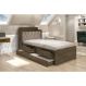 Cama Tamires Solteiro 0,88Cm Com Auxiliar Castanho Com Capitonê Bege - Cambel