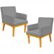 Kit 02 Poltronas Decorativas Para Sala de Estar Base Mel Beatriz W01 Corano Cinza - Lyam Decor