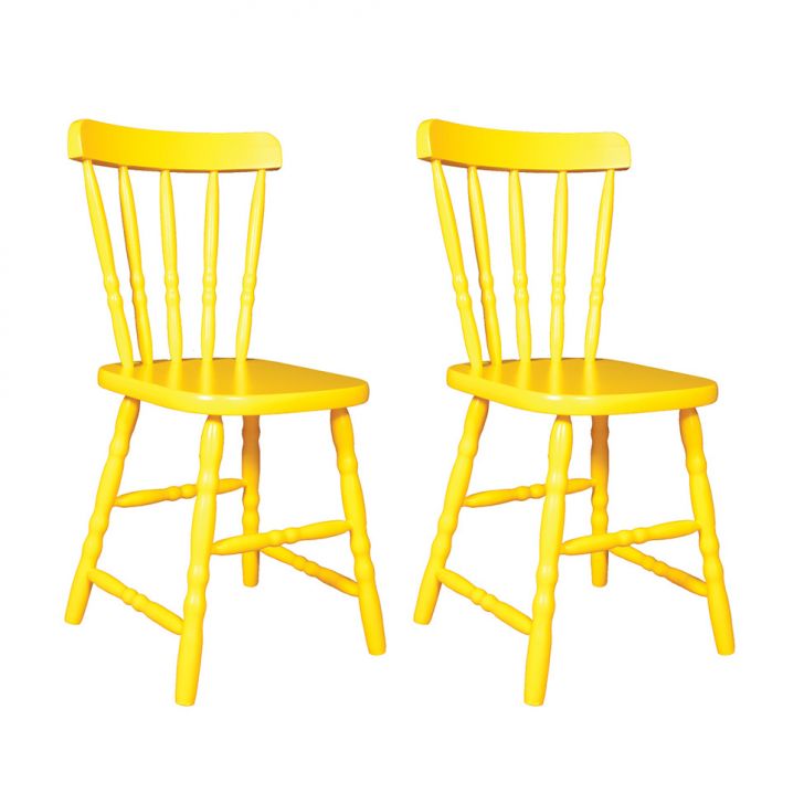 Conjunto Com 2 Cadeiras De Cozinha Dalas Amarelo