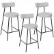 Kit 03 Banquetas Baixa Para Cozinha Sala De Jantar Bancada Milão L02 Linho Cinza - Lyam Decor