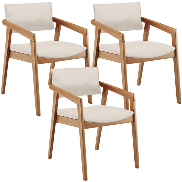 Kit 03 Cadeiras Para Sala de Jantar Estar Living Giorgia L02 Linho Cru - Lyam Decor