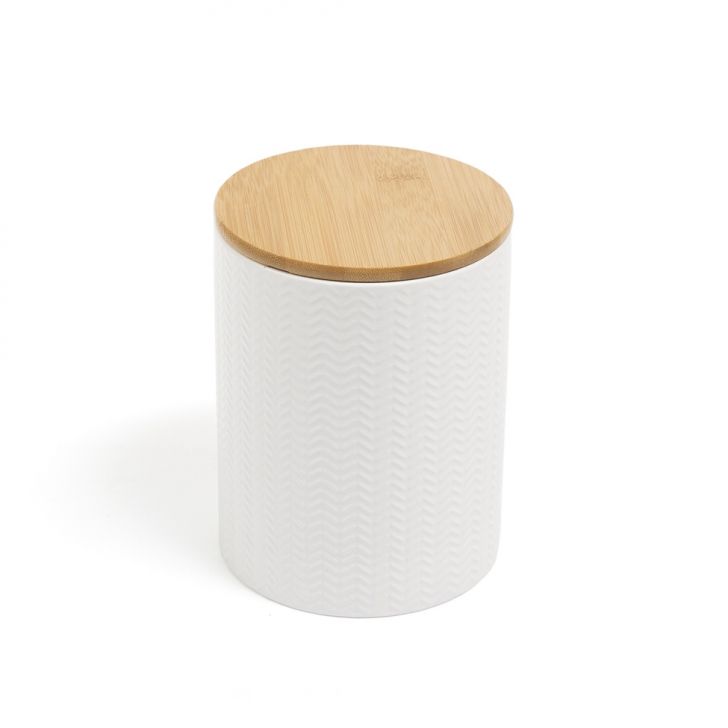 Pote com Tampa de Bambu Oikos 1,2L Branco