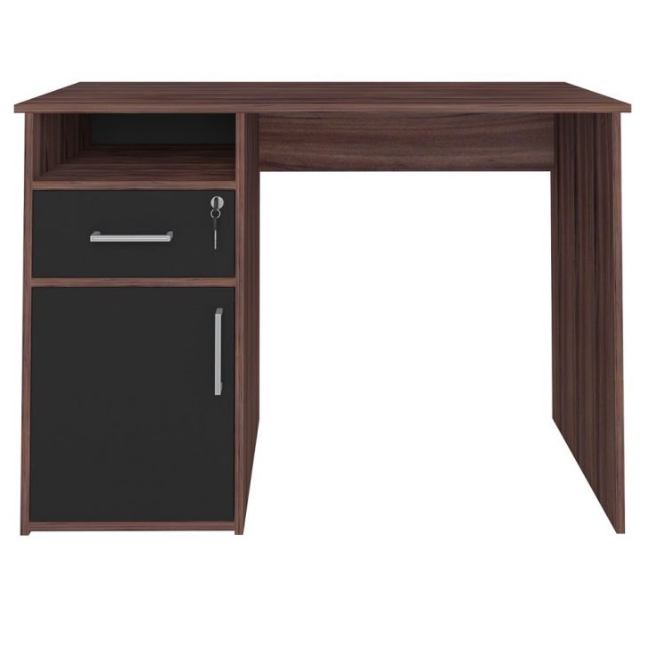 Escrivaninha Mesa para Escritório 1 Porta 1 Gaveta Mobile Hall Ipê/Preto - Artany
