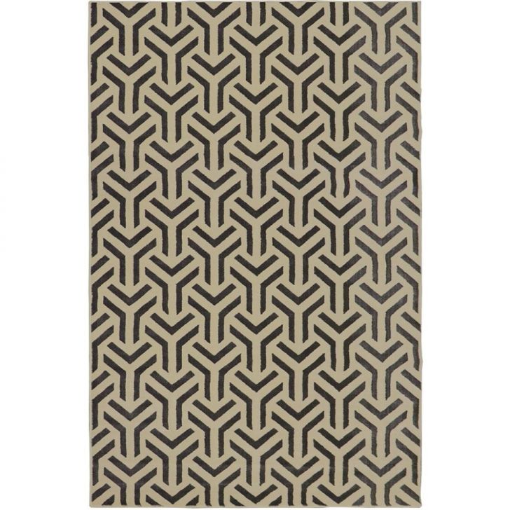 Tapete Supreme Retangular Polipropileno (200x300) Bege e Preto