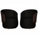 Kit 02 Poltronas Orgânico Beatriz Veludo Preto Com Composê Corino Marrom