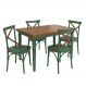 Conjunto Sala de Jantar e Cozinha Com 4 Cadeiras X Madeira Maciça Verde