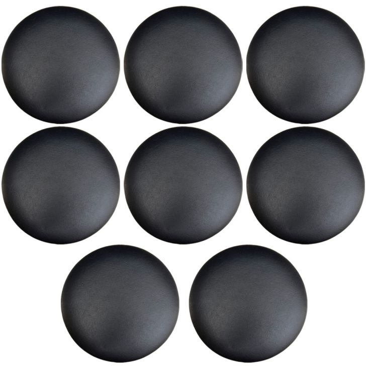 Kit 08 Assentos Redondo Banqueta Cadeira Estofados Poltronas H02 Corino Preto 30 cm - Lyam Decor