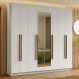 Guarda-Roupa Casal 8 Portas Batentes com Espelho Branco/Branco/Rustic Saturno Madesa