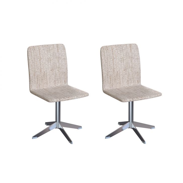 Conjunto com 2 Cadeiras de Jantar Dorian Palha e Cromado