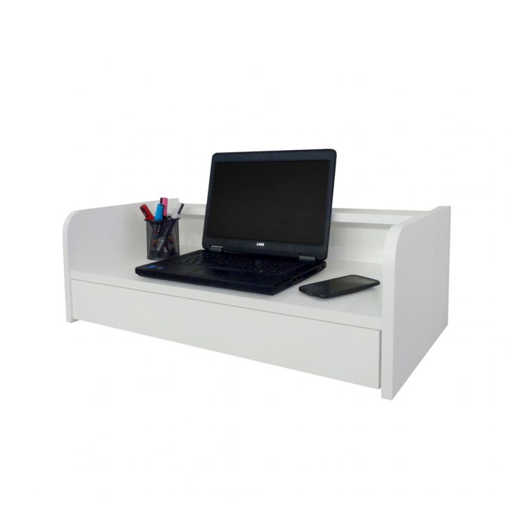 Escrivaninha Bancada Suspensa com Gaveta Mesa Notebook Branco