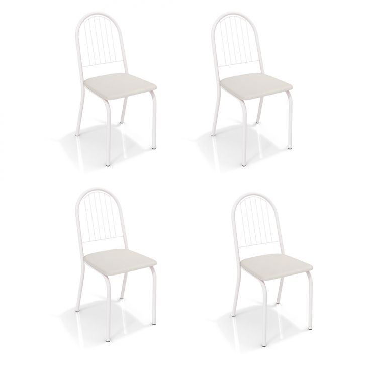Conjunto Com 4 Cadeiras De Cozinha Noruega Branco