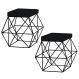 Kit 2 Puffs Decorativo Sala de Estar Base Preto Trixie Veludo Preto - Gran Belo