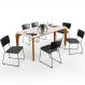 Mesa Capri 160cm Off White E 6 Cadeiras Allana B05 Couríssimo Preto Linho Cinza Escuro - Lyam Decor