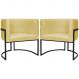 Kit 2 Poltronas Luna Suede AMARELO Base de Ferro PRETA