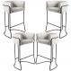 Kit 04 Banquetas Decorativa Fixa Base de Aço Preto Betina D02 Linho Creme A-48 - Lyam Decor