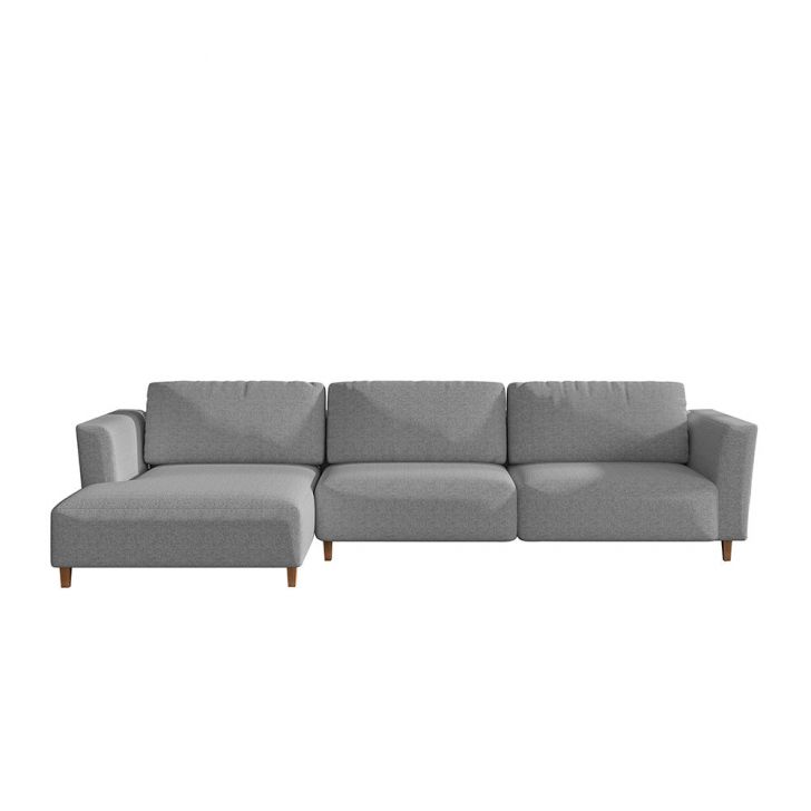 Image of Sofá 5 Lugares Munique Com Chaise Esquerdo Poliéster Cinza PLA-MO895UP35HEIMOB