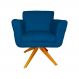 Poltrona Decorativa Isabela em Tressê Pés Madeira Giratório Suede Azul Royal - DS Estofados